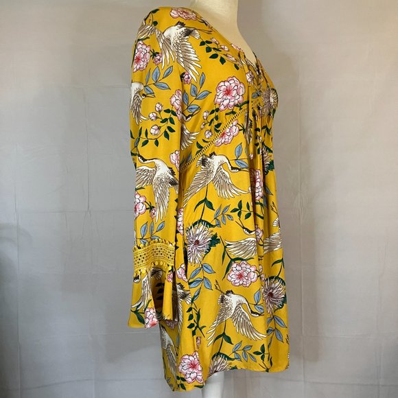 Xhilaration Womens Empire Waist Jacobean Print Dress Tunic Size M - Picture 4 of 13